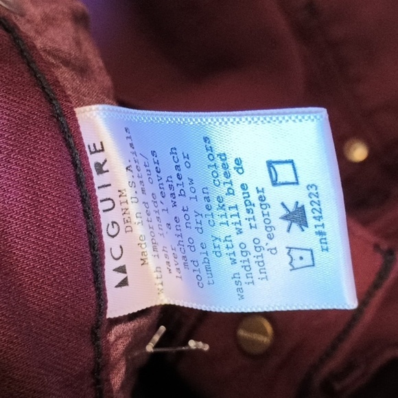 McGuire Maroon High Waisted Straight Leg Jean BBB - Picture 5 of 5